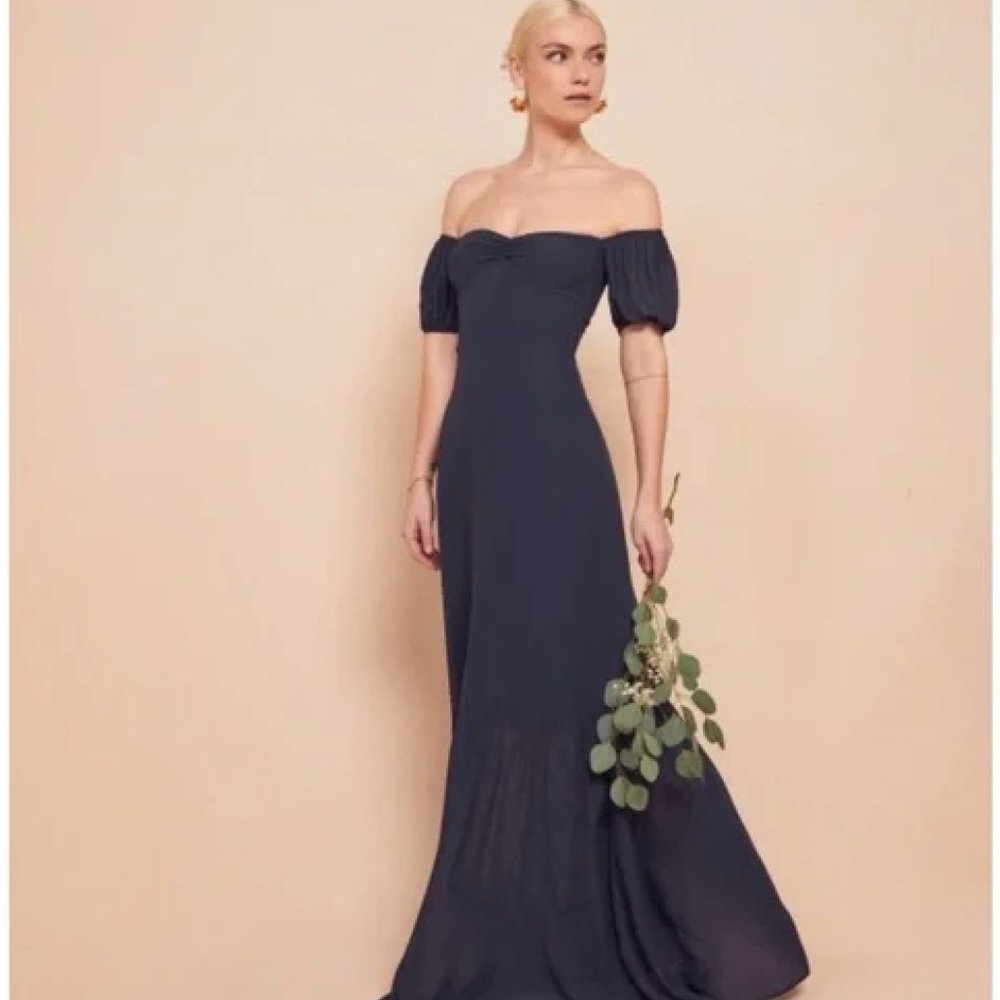 NWT Reformation Dress- Navy Farrow Dress Size 8